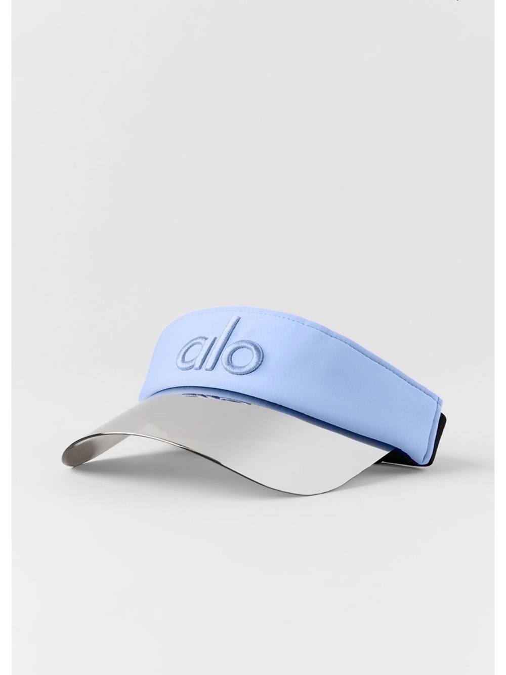 ALO Yoga Light Blue Visor with Reflective Silver Brim